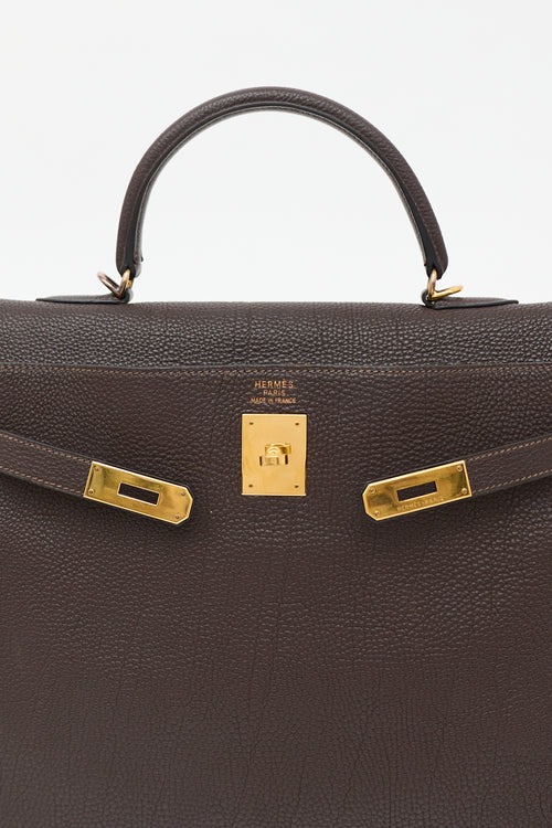 Hermès 2003 Chocolat Togo Kelly Retourne 35 Bag