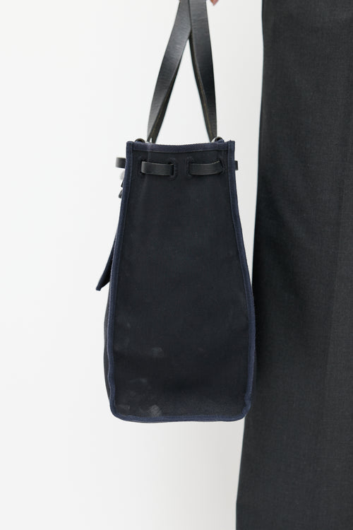 Hermès 2003 Noir Officier Canvas & Vache Leather HerBag Cabas MM Bag