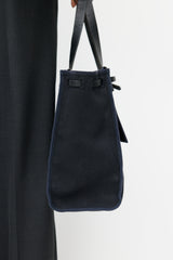 Hermès 2003 Noir Officier Canvas & Vache Leather HerBag Cabas MM Bag