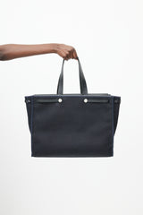 Hermès 2003 Noir Officier Canvas & Vache Leather HerBag Cabas MM Bag