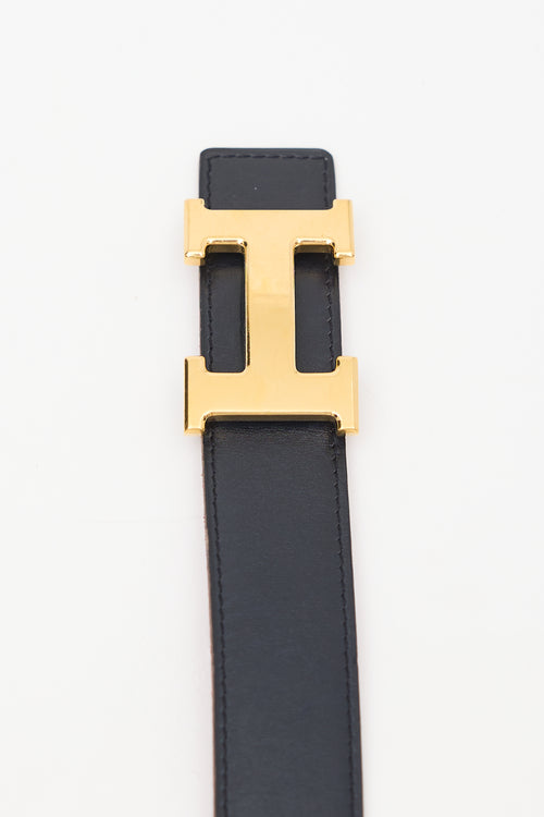 Hermès 2003 Reversible Box Leather H Belt