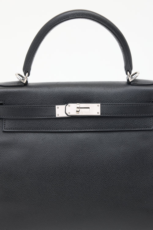 Hermès 2004 Black Togo Kelly Retourne 28 Bag