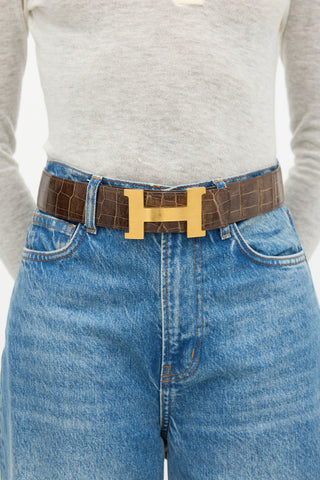 Hermès 2008 Exotic Leather Reversible Constance H Belt