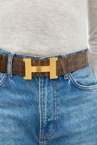 Hermès 2008 Exotic Leather Reversible Constance H Belt
