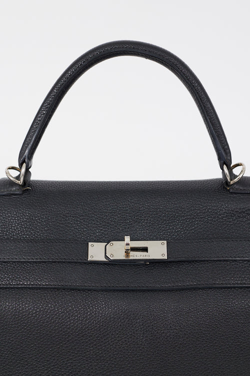 Hermès 2009 Noir Clémence Leather Kelly Retourne 35 Bag