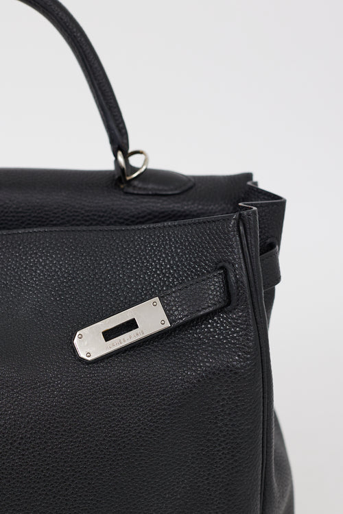 Hermès 2009 Noir Clémence Leather Kelly Retourne 35 Bag