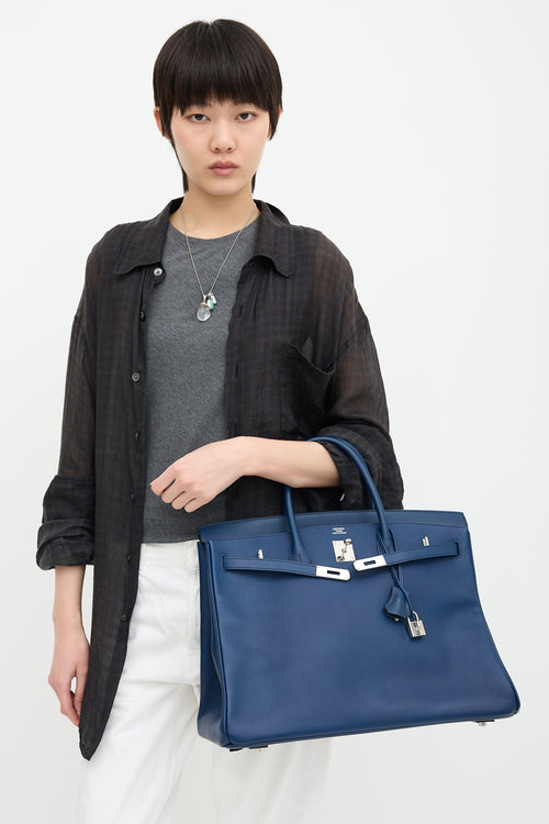 Hermès 2010 Bleu Sapphir Epsom Birkin 40 Bag