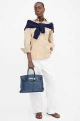 Hermès 2010 Bleu De Malte Clemence Birkin 35 Bag