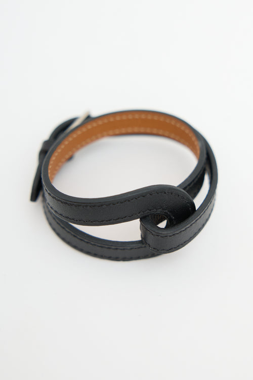 Hermès 2012 Noir Swift Leather Double Tour Bracelet