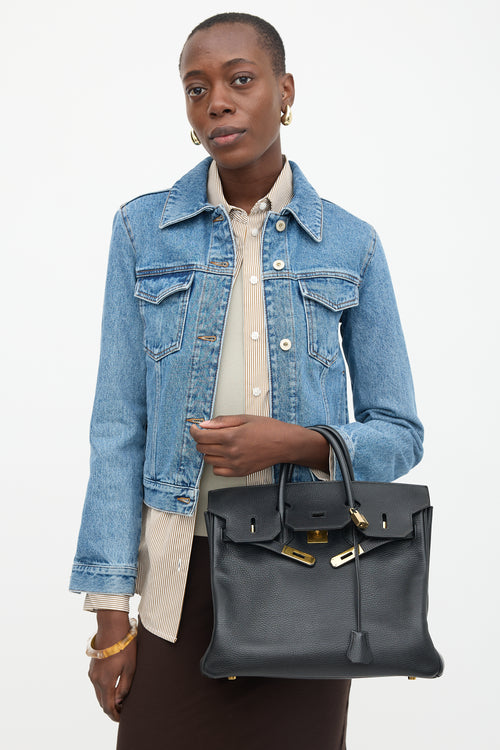 Hermès 1995 Noir Ardennes HAC Birkin 32 Bag