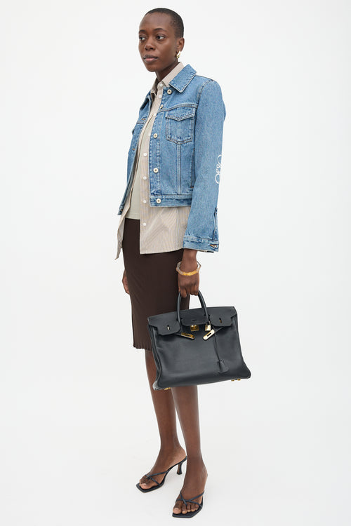 Hermès 1995 Noir Ardennes HAC Birkin 32 Bag