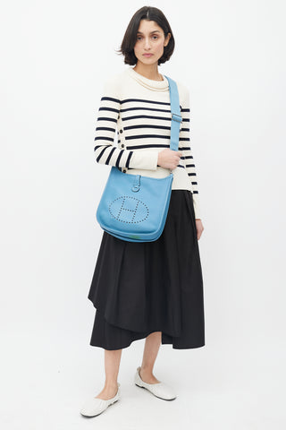 Hermès 2015 Blue Jean Clemence Evelyne II PM Bag