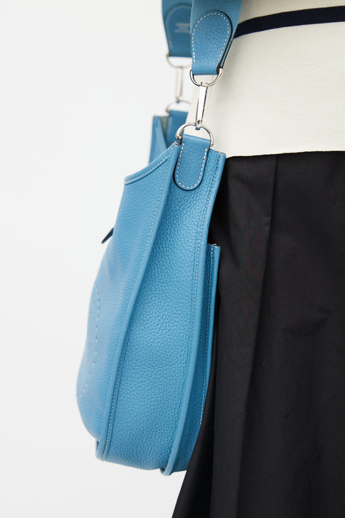 Hermès 2020 Blue Jean Clemence Evelyne II PM Bag