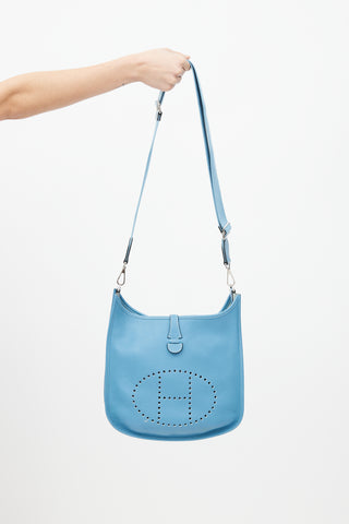 Hermès 2014 Blue Jean Clemence Evelyne II PM Bag