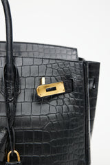 Hermès 2014 Noir Embossed Leather & Gold Birkin 35 Bag