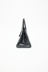 Hermès 2014 Noir Embossed Leather & Gold Birkin 35 Bag