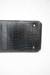 Hermès 2014 Noir Embossed Leather & Gold Birkin 35 Bag