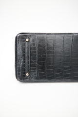 Hermès 2014 Noir Embossed Leather & Gold Birkin 35 Bag