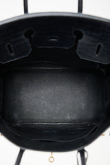 Hermès 2014 Noir Embossed Leather & Gold Birkin 35 Bag