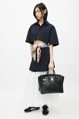 Hermès 2014 Noir Embossed Leather & Gold Birkin 35 Bag