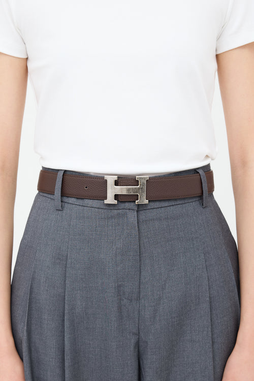 Hermes 2014 Togo & Box H Buckle Reversible Belt