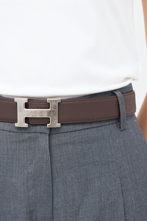 Hermes 2014 Togo & Box H Buckle Reversible Belt