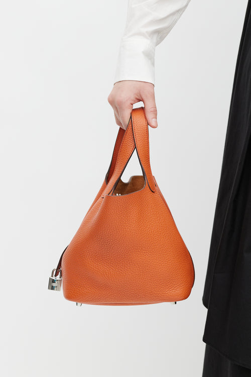 Hermès 2015 Cuivre Clémence Leather Picotin 18 Lock Bag