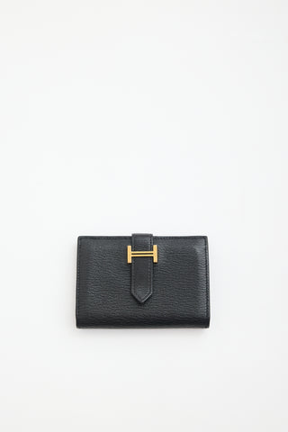 Hermès 2015 Noir Mysore Bearn Mini Wallet