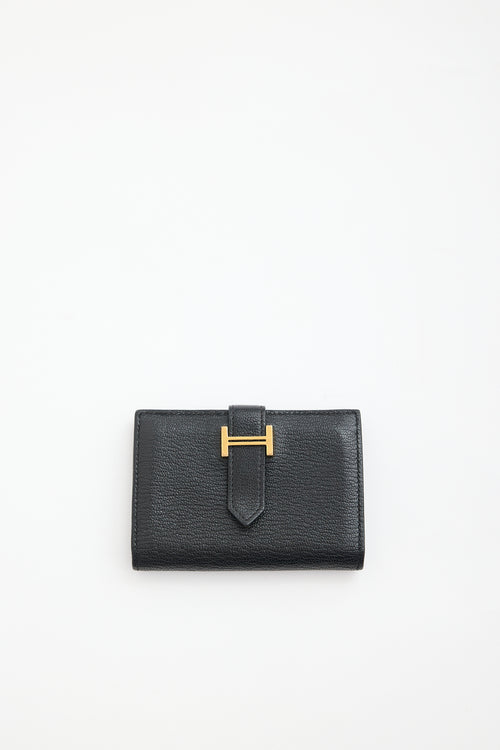 Hermès 2015 Noir Mysore Bearn Mini Wallet