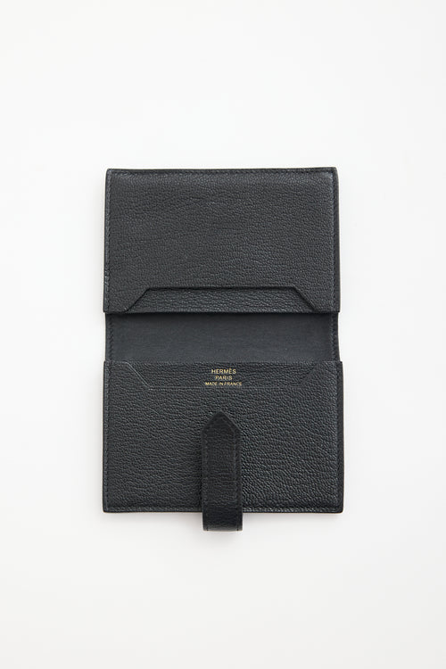 Hermès 2015 Noir Mysore Bearn Mini Wallet
