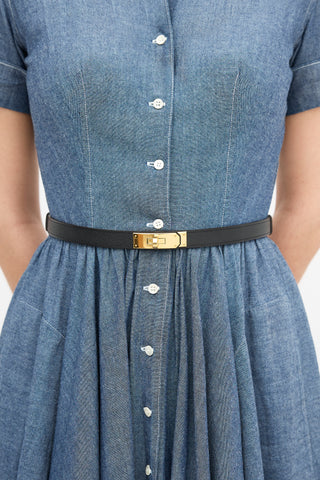 Hermès 2017 Noir Epsom Kelly 18 Belt