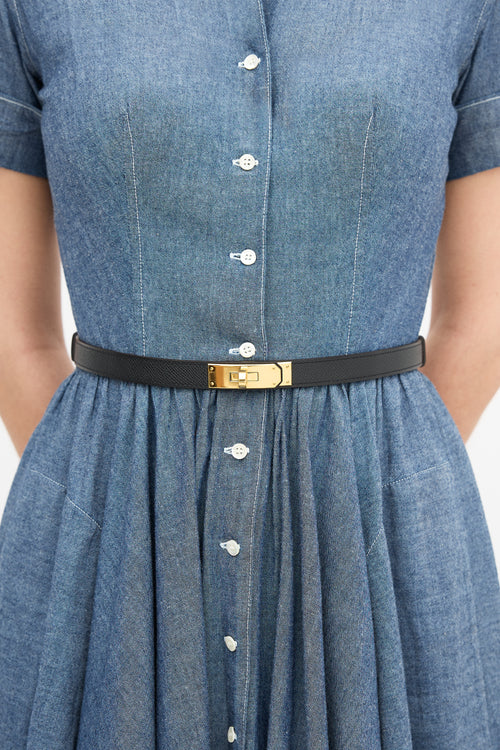 Hermès 2017 Noir Epsom Kelly 18 Belt