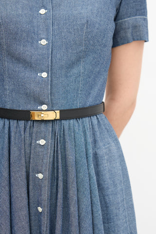 Hermès 2017 Noir Epsom Kelly 18 Belt