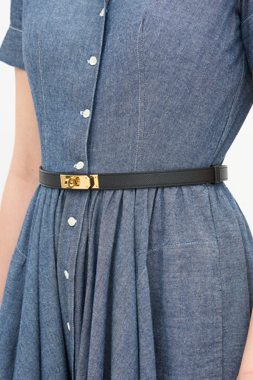 Hermès 2017 Noir Epsom Kelly 18 Belt