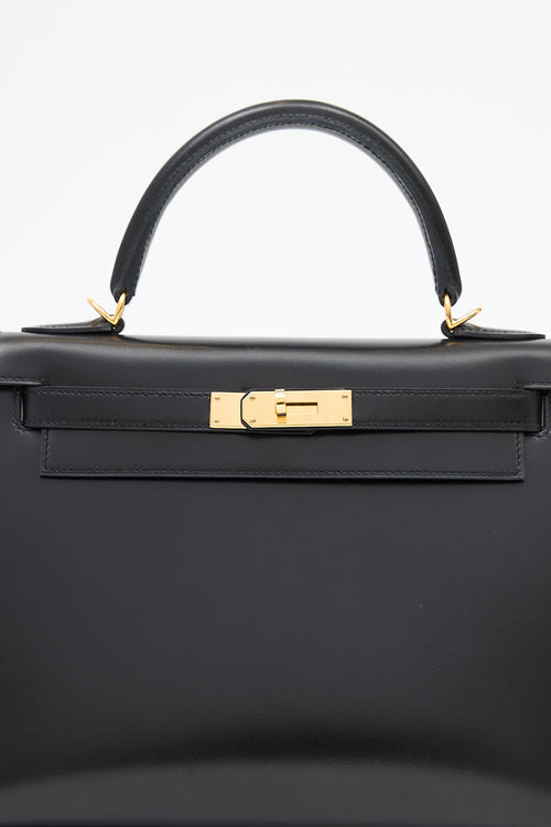 Hermès 2018 Noir Box & Gold Kelly Sellier 28 Bag