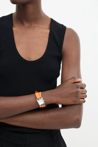 Hermès 2022 Orange H Swift & Stainless Steel Cape Cod Watch