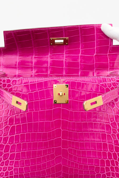 Hermès 2019 Rose Scheherazade Exotic Leather Kelly Sellier 28 Bag