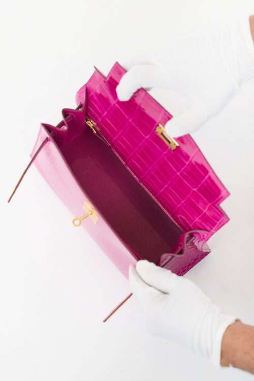 Hermès 2019 Rose Scheherazade Exotic Leather Kelly Sellier 28 Bag