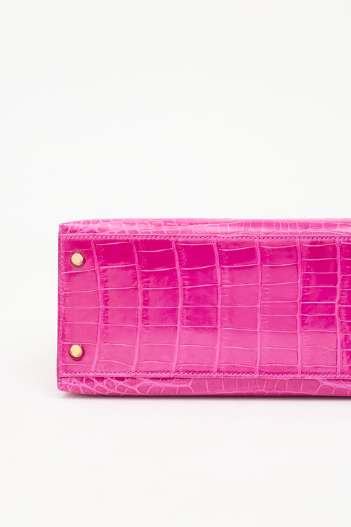 Hermès 2019 Rose Scheherazade Exotic Leather Kelly Sellier 28 Bag