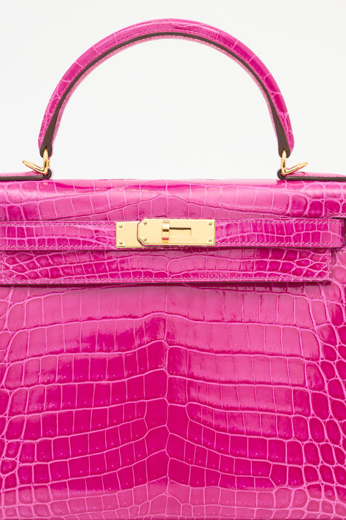 Hermès 2019 Rose Scheherazade Exotic Leather Kelly Sellier 28 Bag