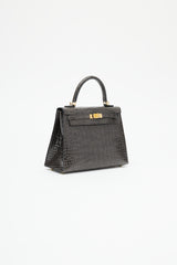 Hermès 2020 Graphite Exotic Leather & Gold Kelly Sellier 25 Bag