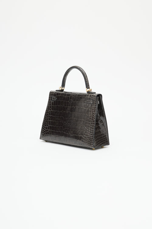 Hermès 2020 Graphite Exotic Leather & Gold Kelly Sellier 25 Bag