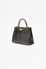 Hermès 2020 Graphite Exotic Leather & Gold Kelly Sellier 25 Bag