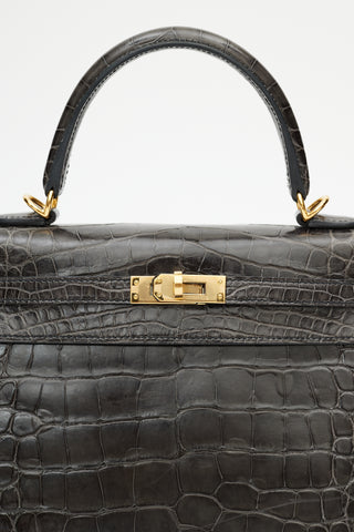 Hermès 2020 Graphite Exotic Leather & Gold Kelly Sellier 25 Bag