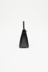 Hermès 2021 Noir Ostrich & Gold Kelly Sellier 25 Bag
