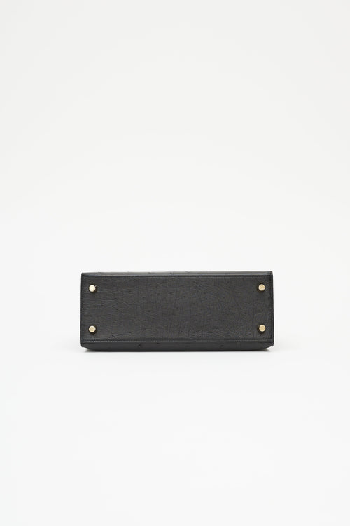 Hermès 2021 Noir Ostrich & Gold Kelly Sellier 25 Bag