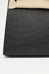 Hermès 2021 Noir Ostrich & Gold Kelly Sellier 25 Bag
