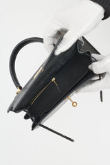 Hermès 2021 Noir Ostrich & Gold Kelly Sellier 25 Bag