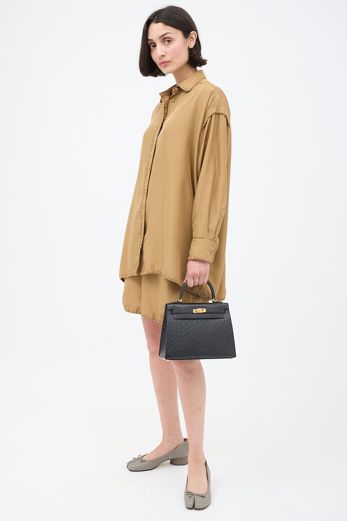 Hermès 2021 Noir Ostrich & Gold Kelly Sellier 25 Bag