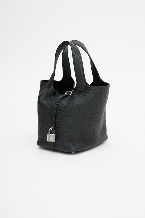 Hermès 2022 Noir Clemence Picotin 18 Lock Bag